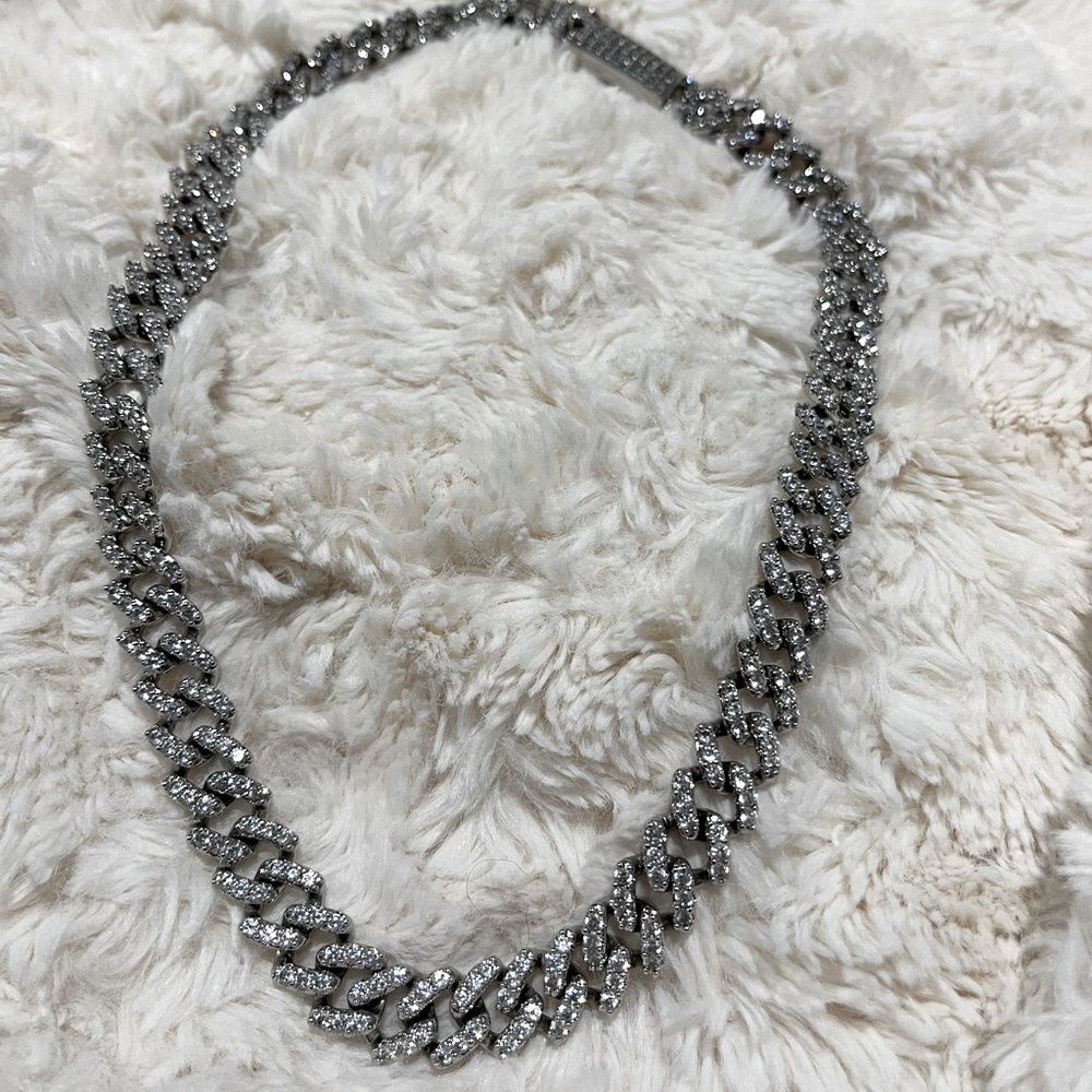 Stainless steel white gold plated Cuban link